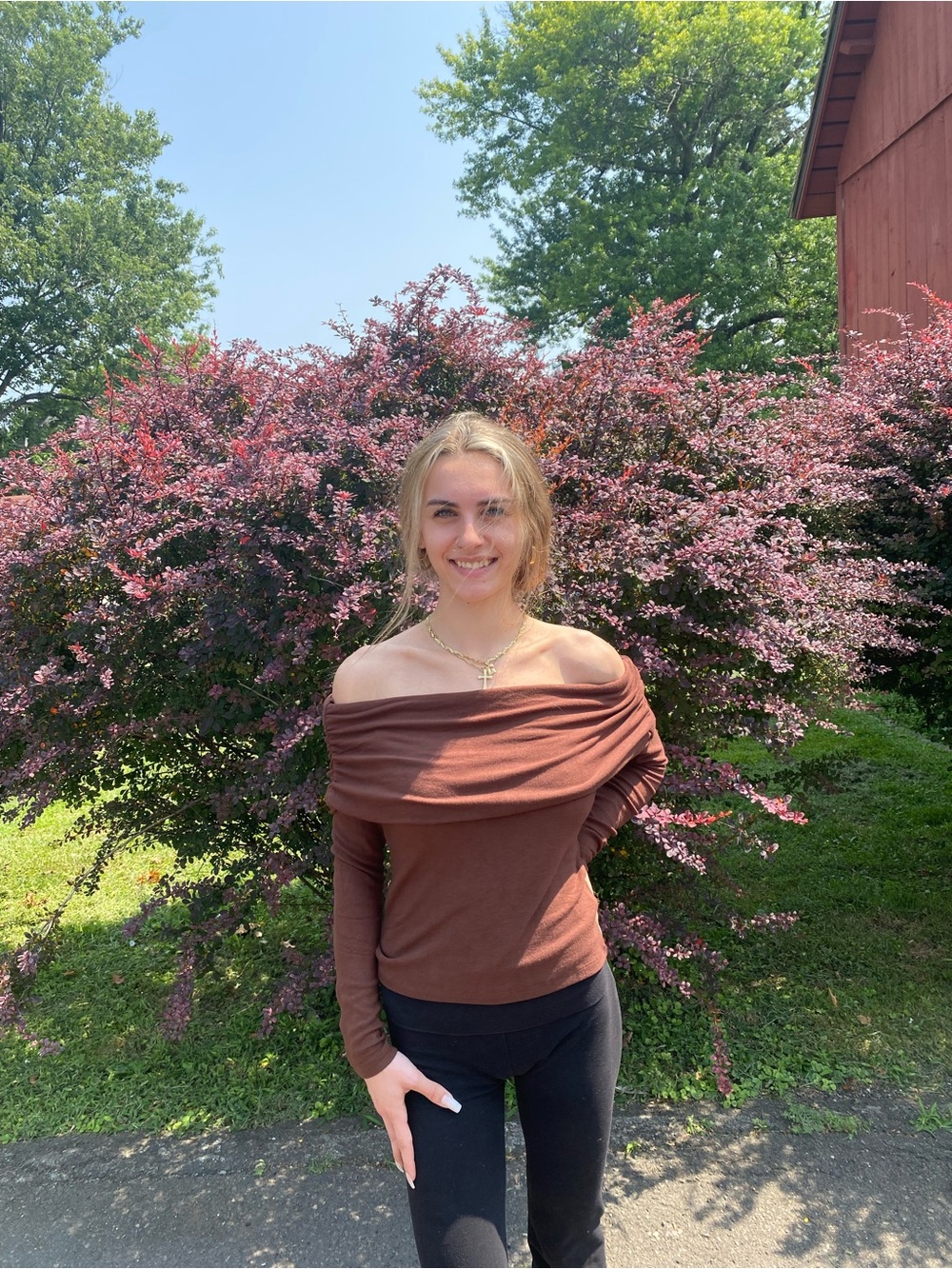 Project Social T Off-Shoulder Brown Women’s top